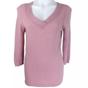 Kinross Cashmere Pink V-Neck Sweater